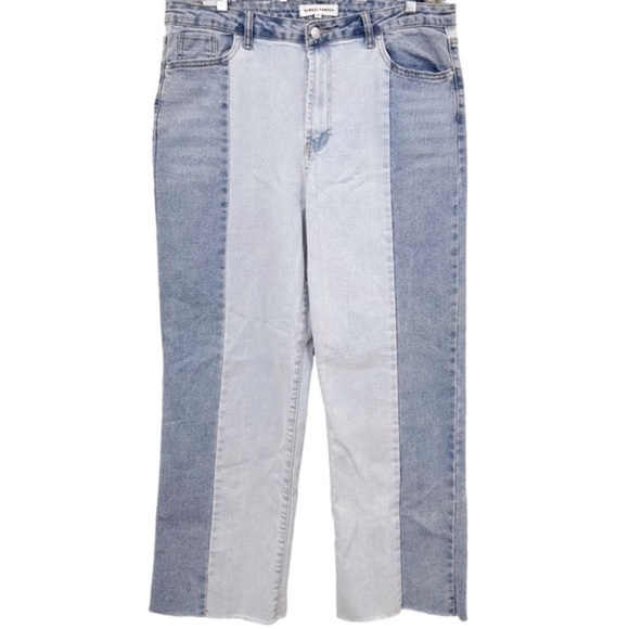 Almost Famous High-Rise Ankle Jeans Juniors Two Tone Color Block Raw Hem Sz 15 - Picture 1 of 8